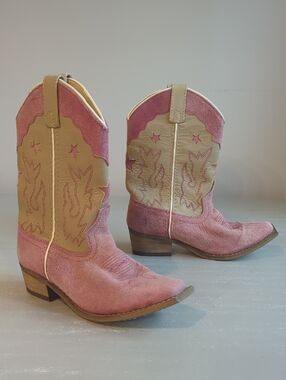 Pink Cowboy Boots Snip Toe Leather size 5 Double H